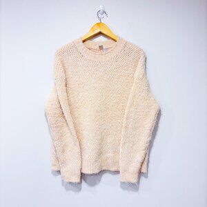 SIMONS Beige textured knit sweater | Soft cozy wool blend pullover | Medium *